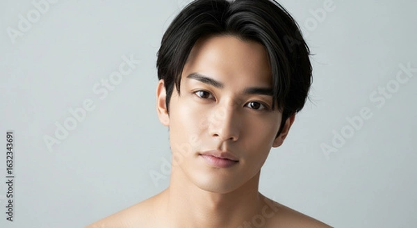 Obraz イケメンで男前な裸の男性 スキンケア