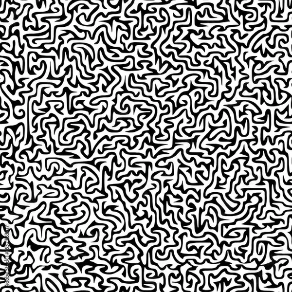 Fototapeta The black and white abstract doodle drawing is hand-drawn.Seamless pattern.	
