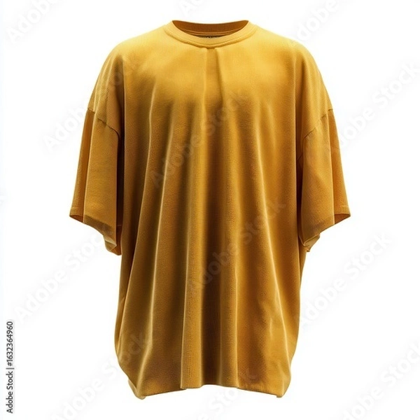 Fototapeta Blank Yellow Oversized T-Shirt Mockup on White Background