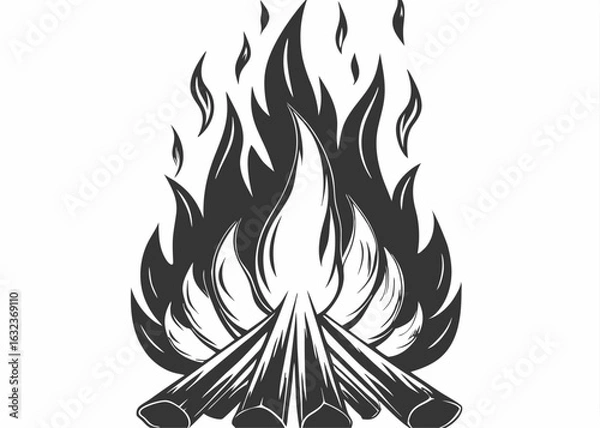 Fototapeta Campfire flame icon vector isolated editable style vector illustration
