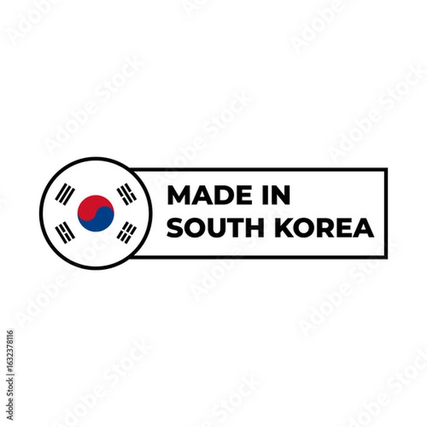 Obraz South Korea Manufacturing Label with Flag Icon