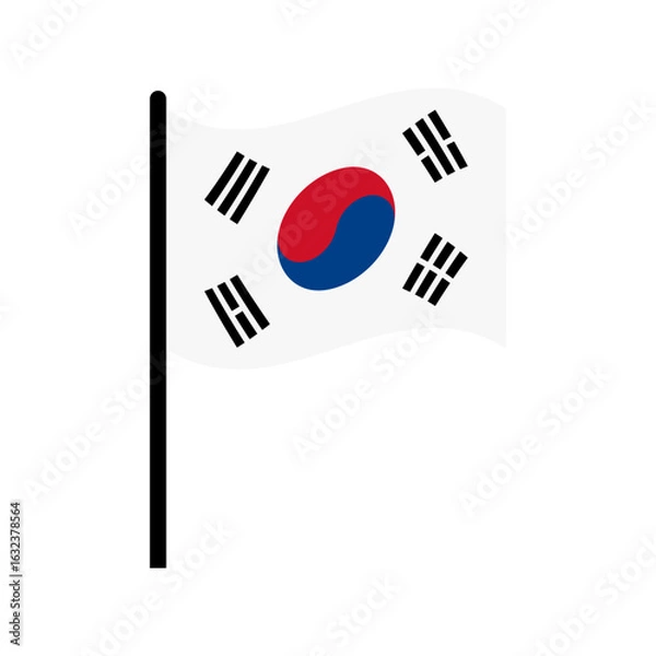 Obraz Flat Vector of South Korea Flag – Taegeukgi Symbol