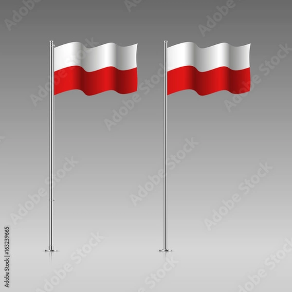 Fototapeta Poland flag on the flagpole. Official colors and proportion correctly. High detailed vector illustration. 3d and isometry. EPS10