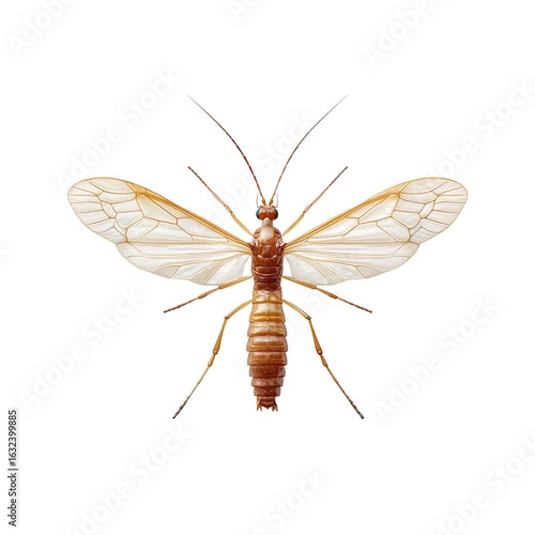 Fototapeta Detailed Close-up of a Delicate Insect with Transparent Wings and Intricate Body Structure for Educational and Artistic Use