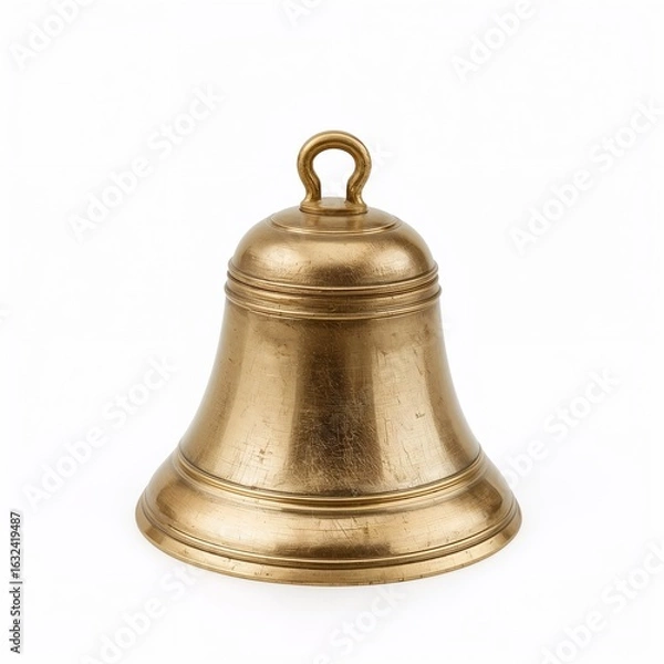 Fototapeta Brass bell isolated on white background  