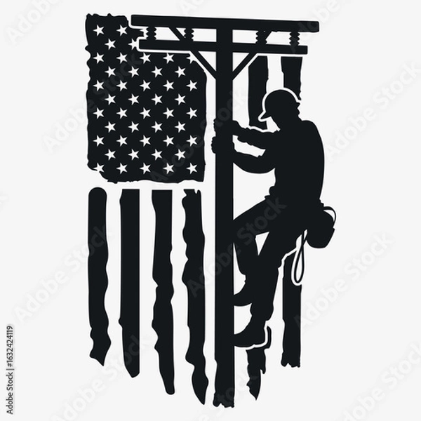 Fototapeta Lineman Flag svg, US Lineman svg, Distressed Flag svg, American Flag svg, Patriotic svg, USA Flag svg