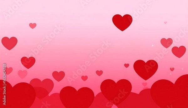 Obraz Romantic Pink and Red Heart Gradient Background
