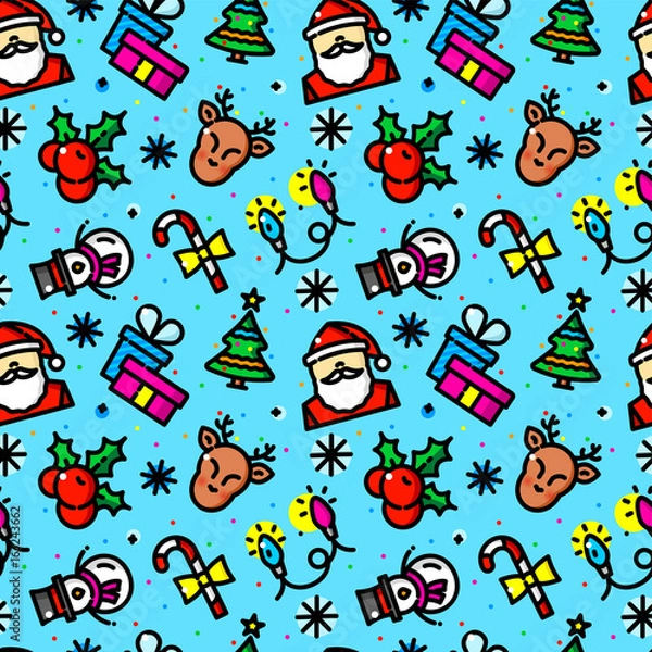 Fototapeta Christmas seamless pattern vector illustration