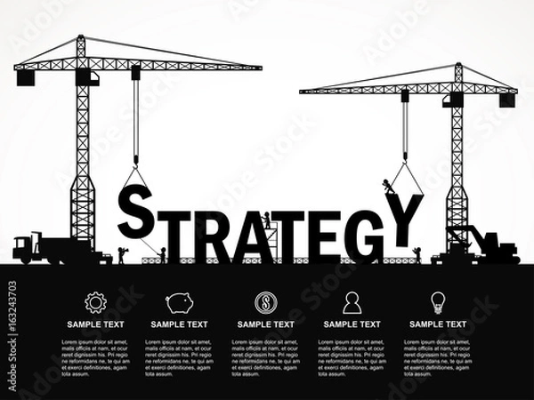 Fototapeta Crane and strategy building. Infographic Template. Vector Illustration.