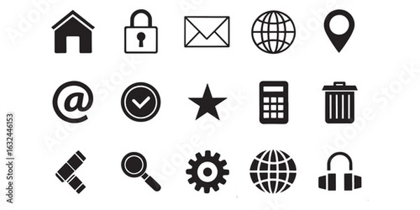 Obraz Vector illustration collection of contact detail icons, including symbols for personal and professional info like name.