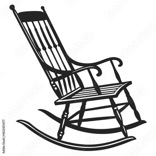 Obraz Isolated Black Chair Silhouette – Minimal Vector Design on White Background