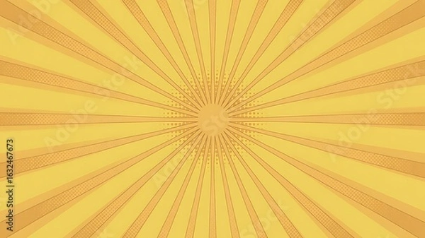Fototapeta Yellow sunburst radial background with retro vintage style rays pattern illustration

