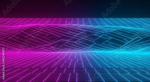 Obraz Purple Blue Neon Digital Wave Abstract Background