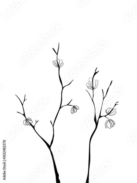 Obraz Bare Branches Background for Message Space, Printable Art