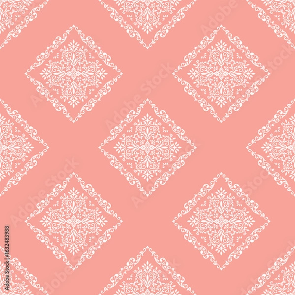 Obraz Classic Damask Seamless Pattern - Elegant Vector Design Inspired by Traditional Textile Art