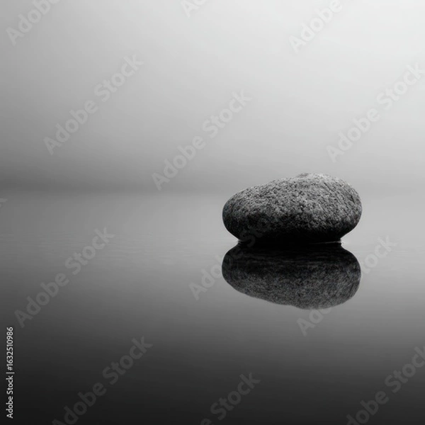 Fototapeta Smooth gray stone reflects on still water