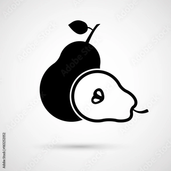 Fototapeta Vector pear and its half isolated on white background