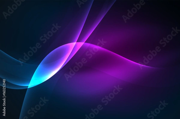 Fototapeta Smoky glowing waves in the dark