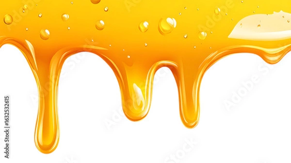 Fototapeta Golden honey dripping isolated on transparent background