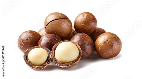 Fototapeta Studio Shot of Macadamia Nuts isolated on a white background