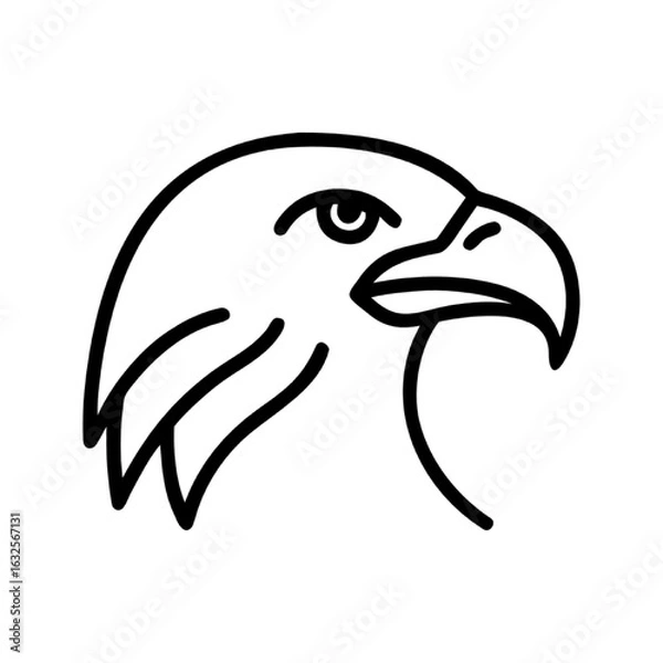 Fototapeta Simple eagle head line art icon. A minimalist vector graphic of a bird of prey profile.