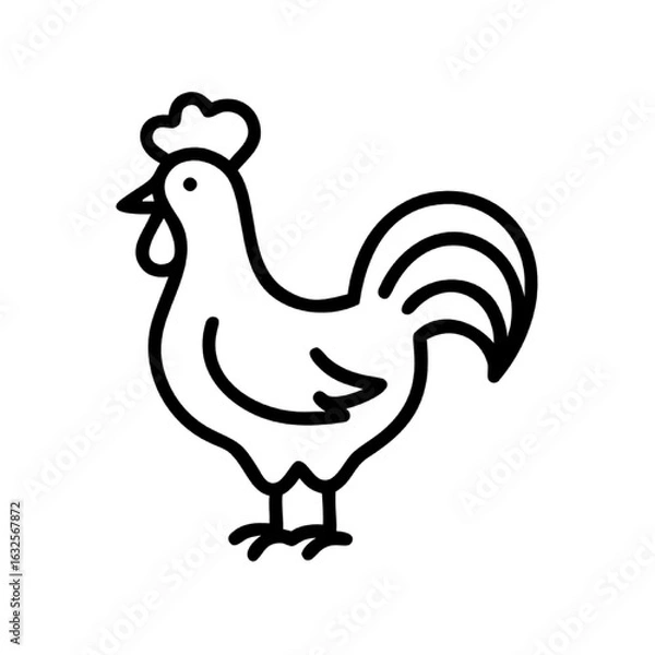 Fototapeta Rooster line icon illustration. Simple vector graphic of a farm cockerel bird sv (106).ai