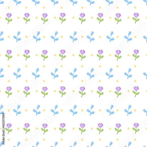 Fototapeta Pixel Art Floral Seamless Pattern