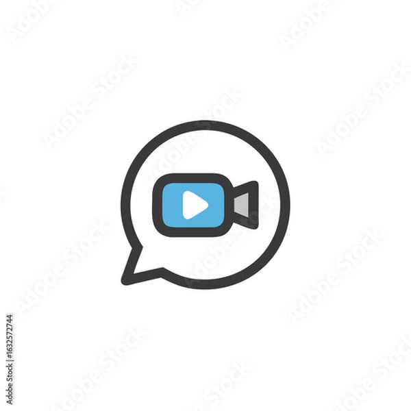 Fototapeta Video chat icon with play button communication technology