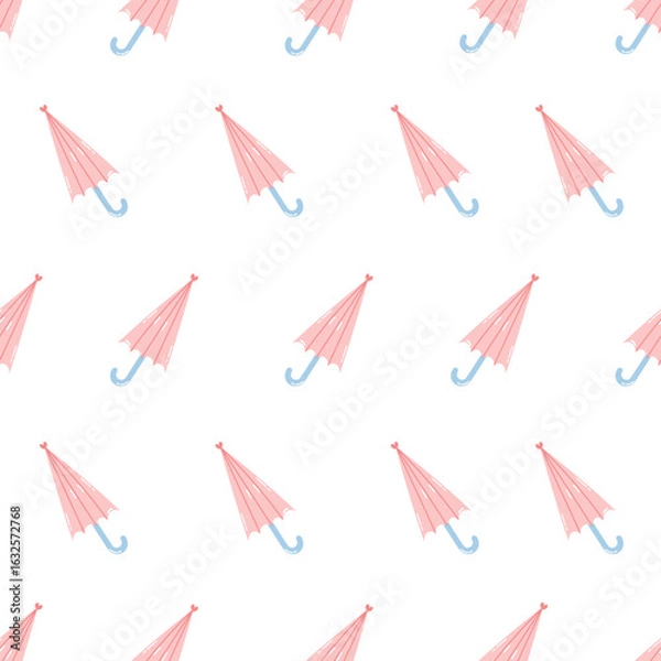 Fototapeta Seamless Pixelated Pink Umbrella Pattern