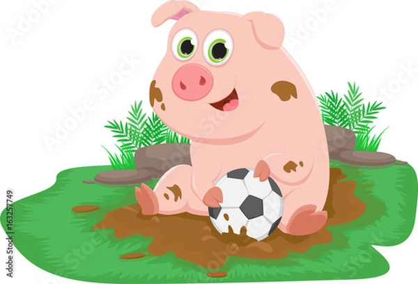 Obraz illustration of Cartoon cow standing on grass