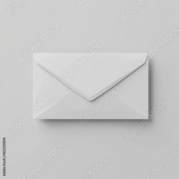 Fototapeta A plain white envelope on a light gray background.