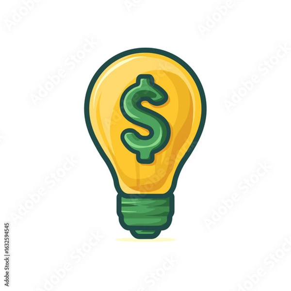 Fototapeta Light bulb with dollar sign represents ideas for financial success and creativity in business ventures