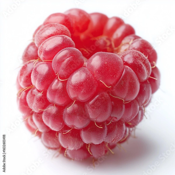 Obraz Natural Red Raspberry – Pure White Background Composition