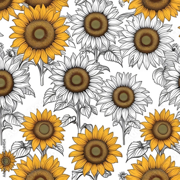 Obraz Vintage Sunflower Pattern Design