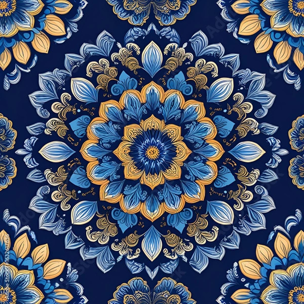 Obraz Moroccan Blue Pattern Design