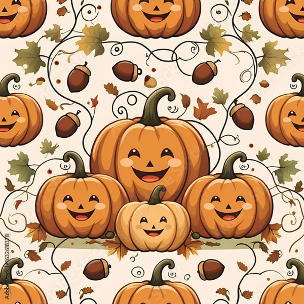 Obraz Vintage Pumpkins Pattern Designs