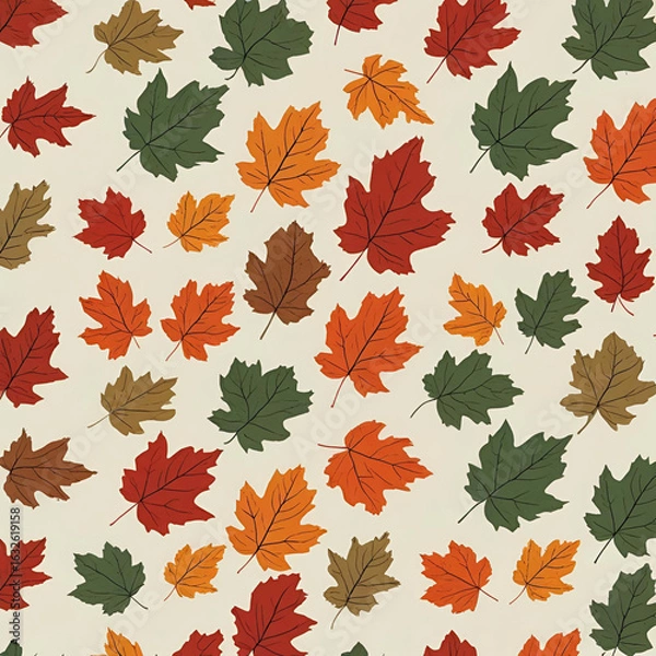 Obraz Vintage Fall Leaves Pattern Design