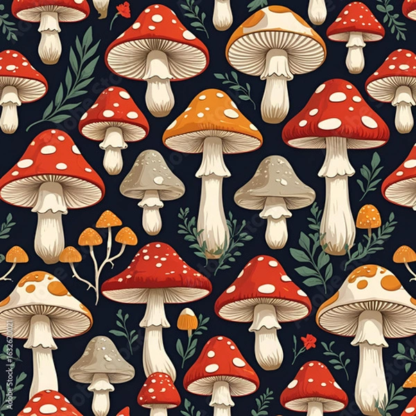 Obraz Vintage Mushroom Pattern Design
