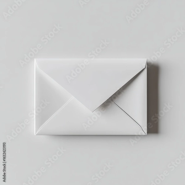 Fototapeta Blank white envelope on a light gray background.