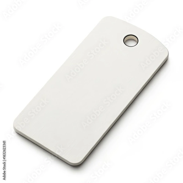 Fototapeta Offwhite cutting board with a circular hole for hanging on a white background