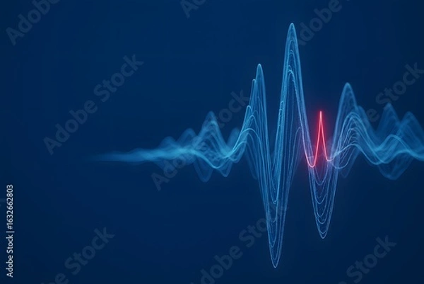 Fototapeta Anomalous Soundwave Spike with Digital Distortion for Anomaly Detection and Security