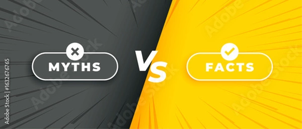 Fototapeta Myths versus facts comparison with checkmarks and crosses