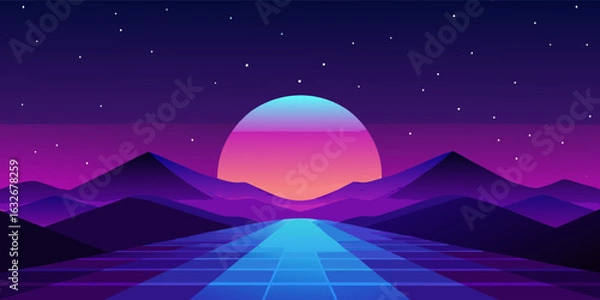 Fototapeta Abstract flowing gradient background with deep violet and royal blue hues creating a luminous and ethereal atmosphere perfect for modern design