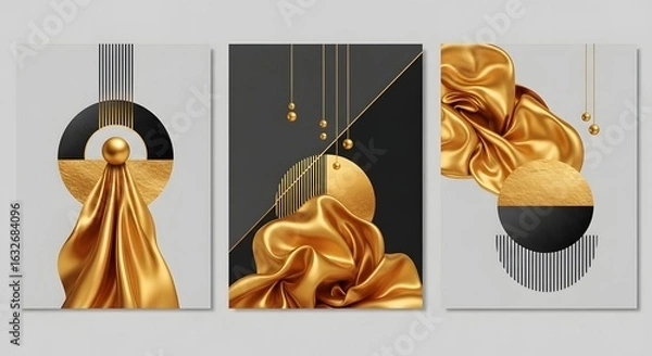 Obraz Abstract art golden sphere luxury design modern graphic illustration decorative background style
