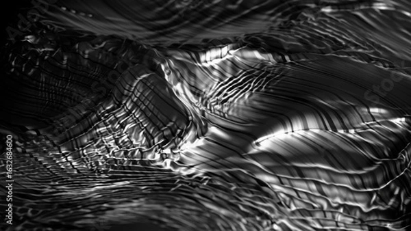 Fototapeta Abstract wavy surface with stripes - 3D rendering
