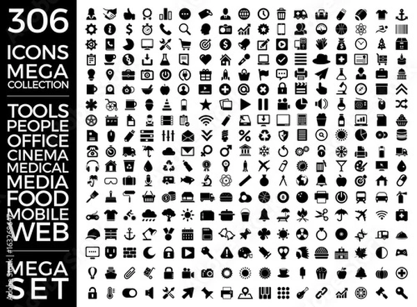 Fototapeta Set Of Icons and Logos, Quality Universal Pack, Big Icon and Logos Collection Vector Design Eps 10
