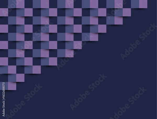Fototapeta 3D Geometric Square Grid Background in Purple and Pink on Dark Blue | Modern Abstract Design, 
A modern 3D abstract square pattern in purple and pink tones over a dark blue background. Perfect for web