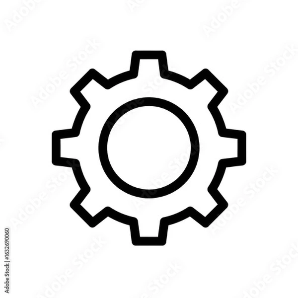 Fototapeta Minimalistic Line Art Gear Icon for Technology, Enginee, and Mechanical Concepts Illustrating Precision, Machinery, and Industrial Design Elements in Black and White