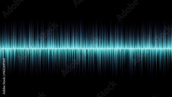 Obraz Blue audio wave pattern against a black background with glowing effect