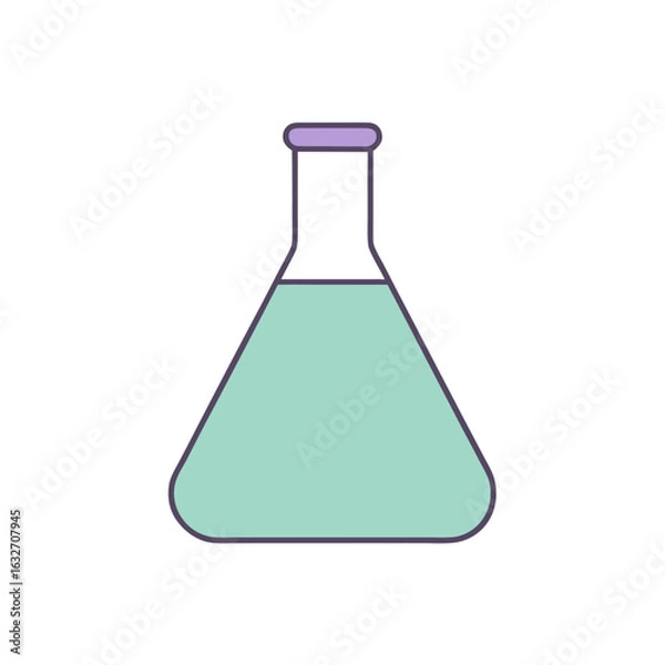 Obraz Simple flat design a science flask with light blue liquid laboratory